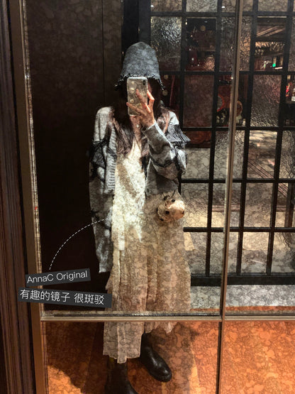 Qian Meixi 7-meter lace fairy suspender dress, designed with splicing and versatile, loose sleeveless long skirt