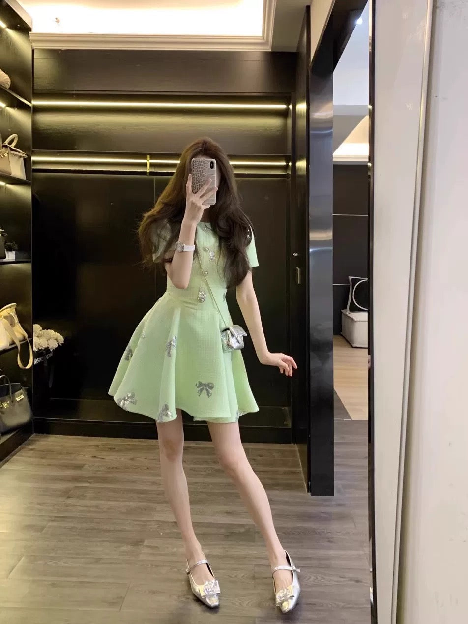 [Ready Stock] Leathercat Skirt 2025 New Style This Year's Popular Style High-end French Sequined Short Skirt