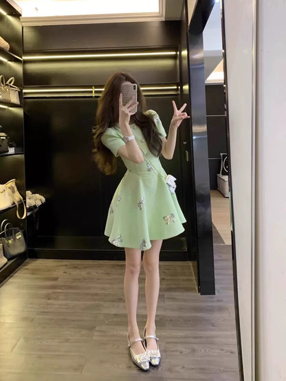 [Ready Stock] Leathercat Skirt 2025 New Style This Year's Popular Style High-end French Sequined Short Skirt