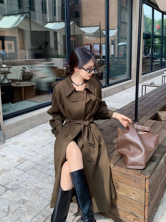 Windbreaker women's mid-length coat 2024 new spring and autumn popular Korean style British style high-end autumn and winter coat