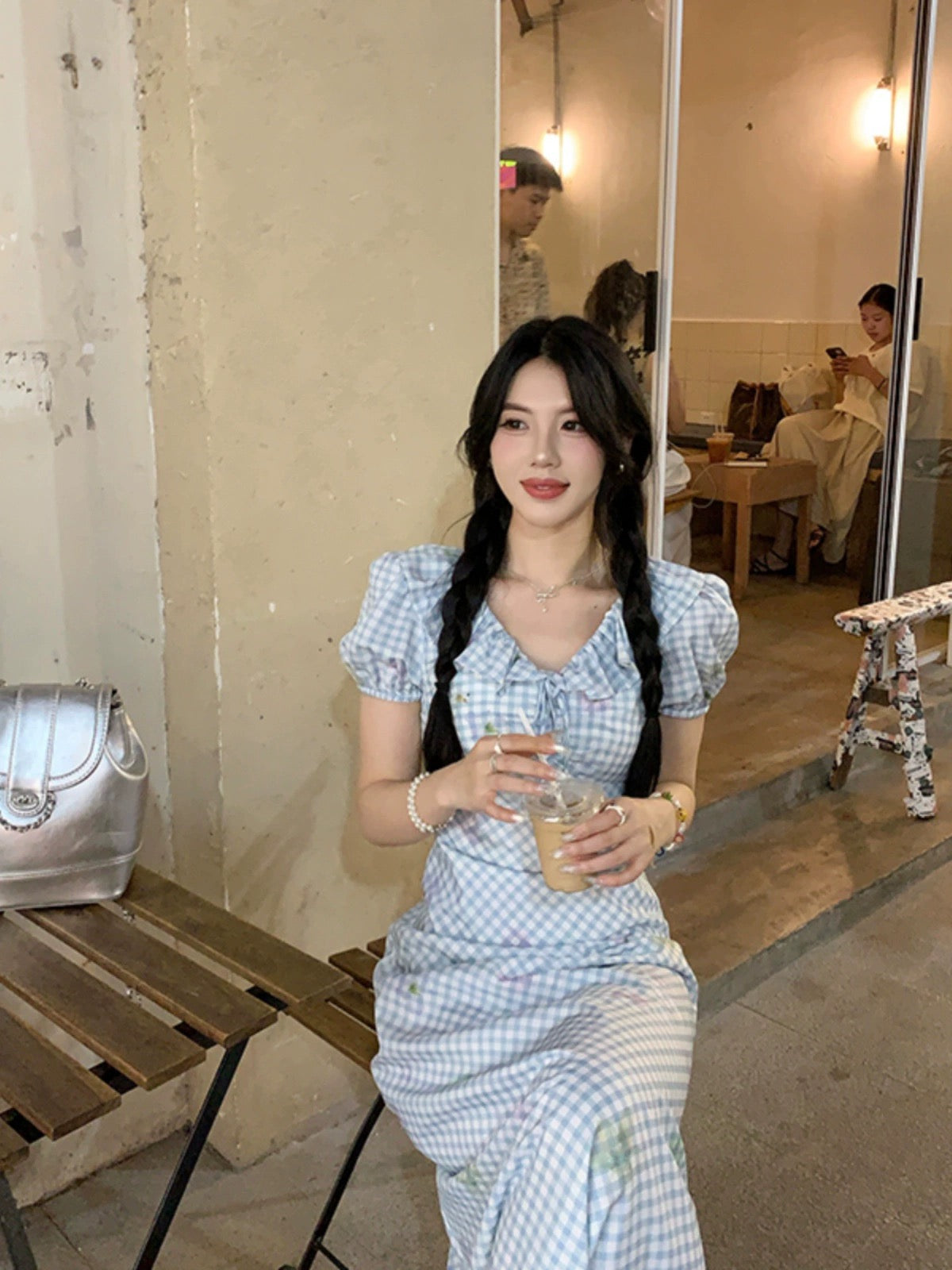 Sweet and Spicy Duoduo [Dream Girl] Blue Short Sleeve Dress Women's Summer 2024 New College Style Skirt