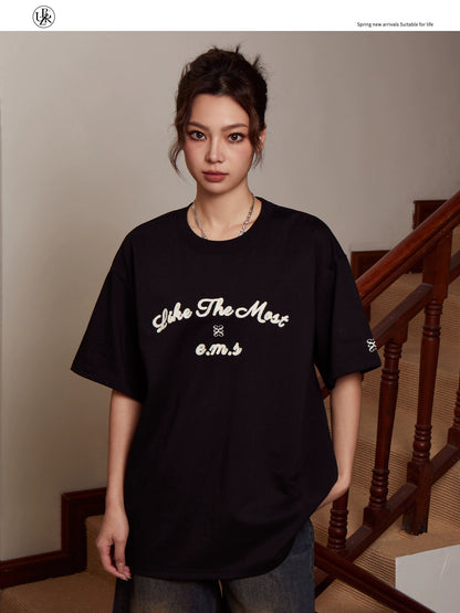 Beikastudios burgundy short-sleeved T-shirt women's summer American retro heavyweight 280G pure cotton loose half-sleeved tee