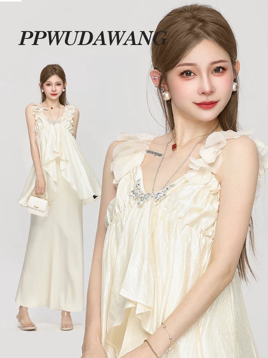 French style suit skirt for women summer new style design irregular top high waist long skirt high-end two-piece suit