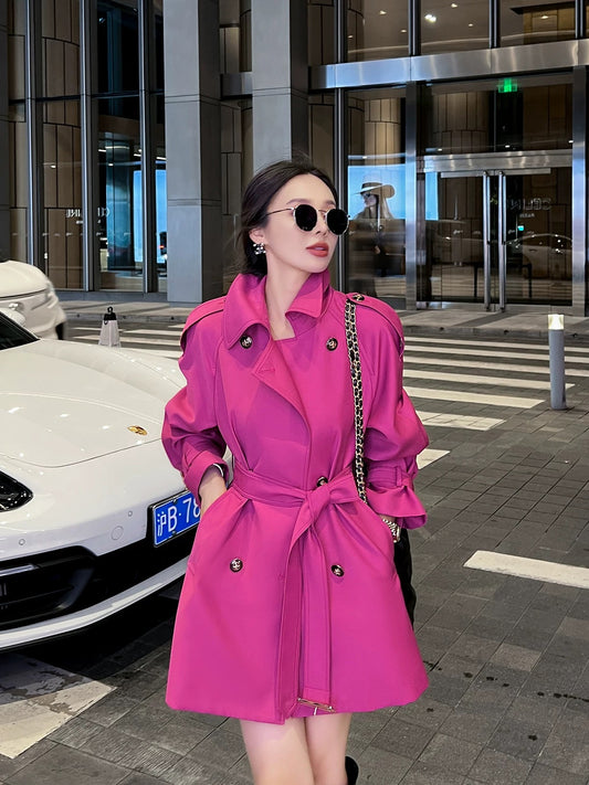 Windbreaker coat for women, mid-length and small, 2024 new spring and autumn, this year's popular British style early autumn temperament coat