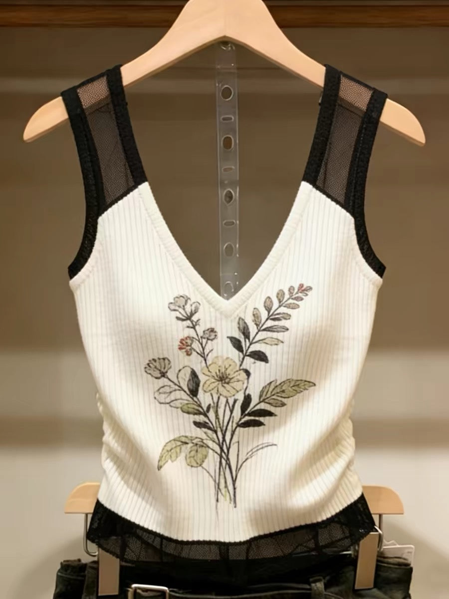 With bra pads ~ Shenzhen Nanyou brand women's clothing 2026 autumn/winter knitted vest, white, versatile, slimming, sleeveless top