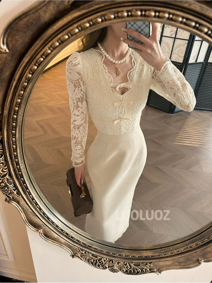 LUOLUOZ【Cherry Blossom Shadow】Elegant Stand Collar Waist-Slimming Long Fashion Dress for Autumn JF100