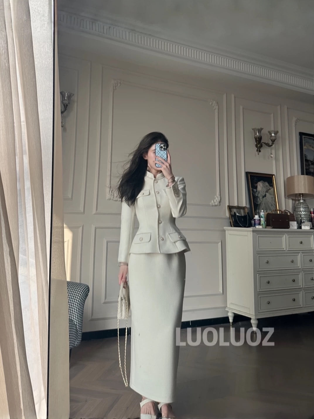 LUOLUOZ【Secret Garden】High-Quality Elegant Two-Piece Set: Short Jacket + Long Skirt (cc)