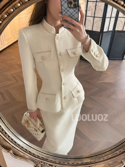 LUOLUOZ【Secret Garden】High-Quality Elegant Two-Piece Set: Short Jacket + Long Skirt (cc)