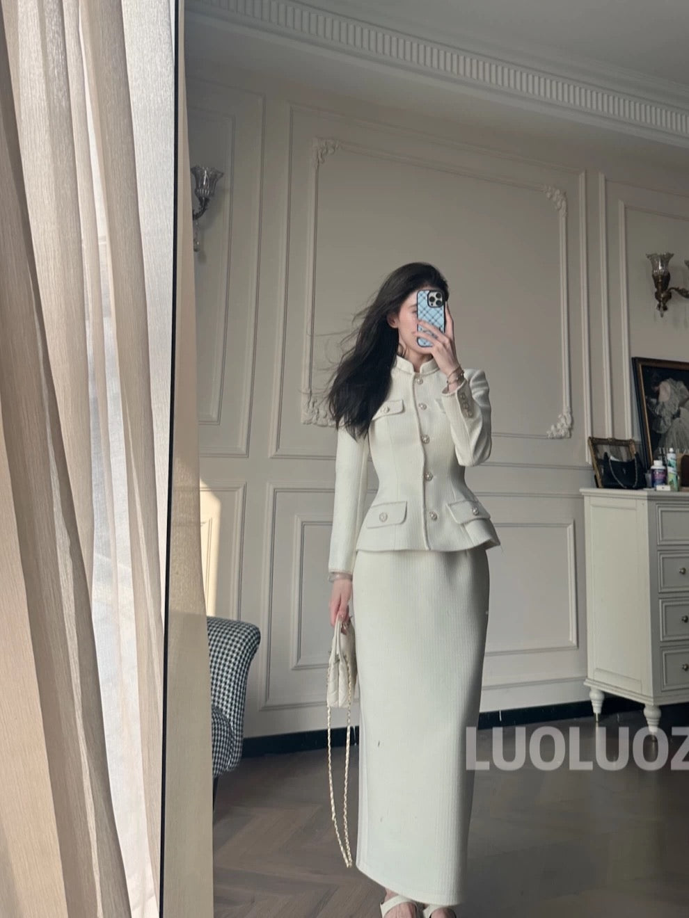 LUOLUOZ【Secret Garden】High-Quality Elegant Two-Piece Set: Short Jacket + Long Skirt (cc)