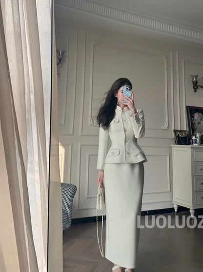 LUOLUOZ【Secret Garden】High-Quality Elegant Two-Piece Set: Short Jacket + Long Skirt (cc)