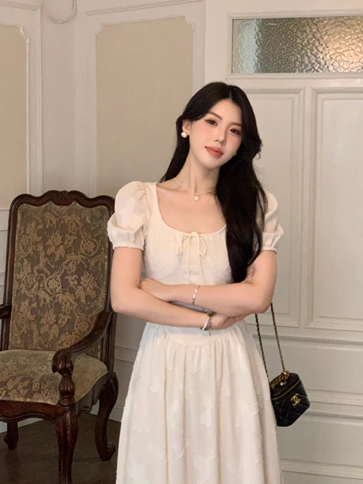 Sweet and spicy [early summer weekend] short-sleeved dress for women summer 2024 new pear-shaped fairy skirt