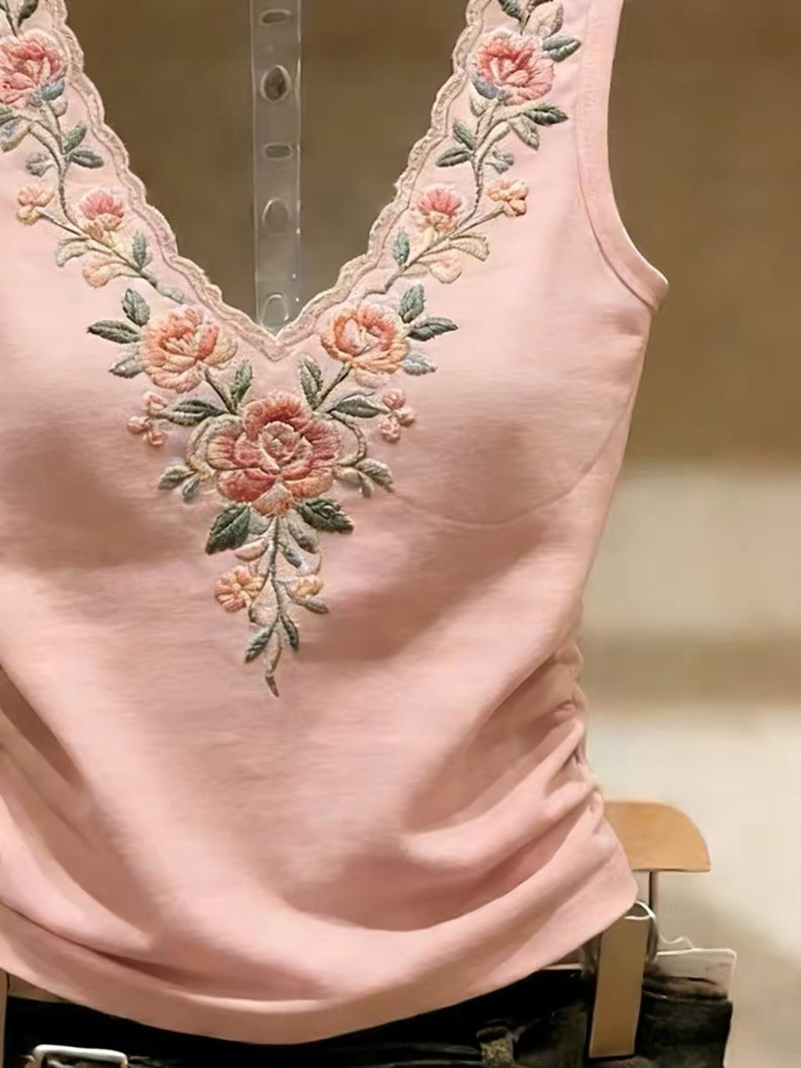 With bra pads ~ Shenzhen Nanyou brand women's clothing, fresh floral camisole, gentle design, inner top