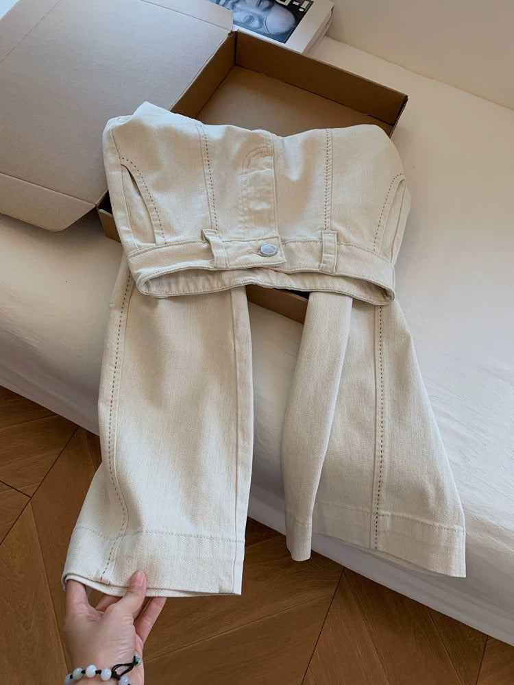2026 New Style Cropped Slim Straight Leg Jeans, Wide Leg, Loose Fit, Flattering for Petite Women, Cigarette Style Pants