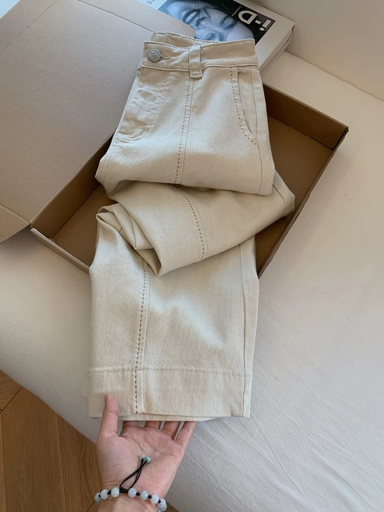 2026 New Style Cropped Slim Straight Leg Jeans, Wide Leg, Loose Fit, Flattering for Petite Women, Cigarette Style Pants