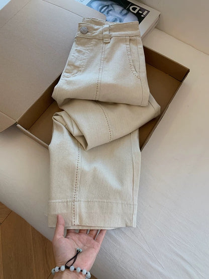 2026 New Style Cropped Slim Straight Leg Jeans, Wide Leg, Loose Fit, Flattering for Petite Women, Cigarette Style Pants