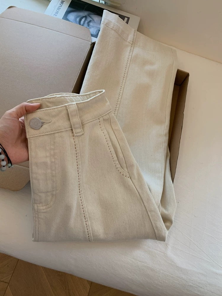 2026 New Style Cropped Slim Straight Leg Jeans, Wide Leg, Loose Fit, Flattering for Petite Women, Cigarette Style Pants