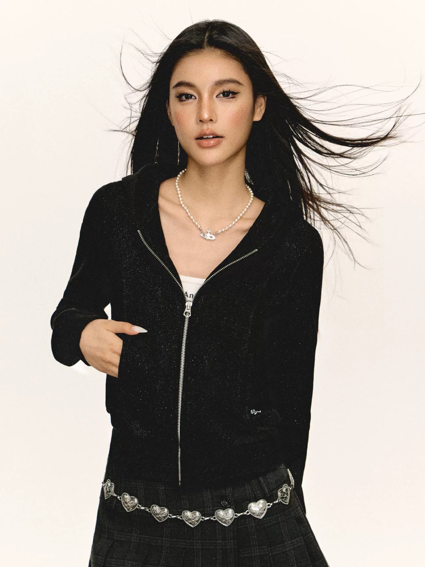 Ariseism American retro short hooded sweatshirt jacket for women in autumn and winter