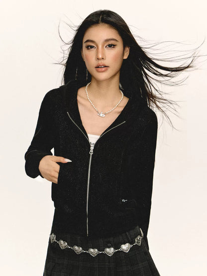 Ariseism American retro short hooded sweatshirt jacket for women in autumn and winter