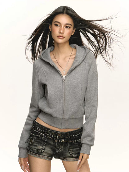 Ariseism American retro short hooded sweatshirt jacket for women in autumn and winter