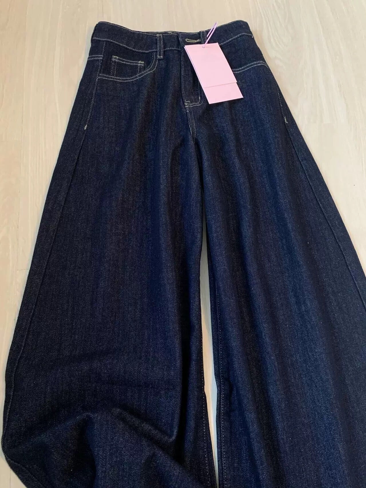 Fall in love with it once you wear it! Dark blue straight jeans new summer style for pear-shaped body high waist slimming thin wide leg pants