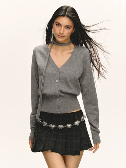 Ariseism American retro V-neck short knitted cardigan for women in autumn and winter new slim-fitting bottoming top