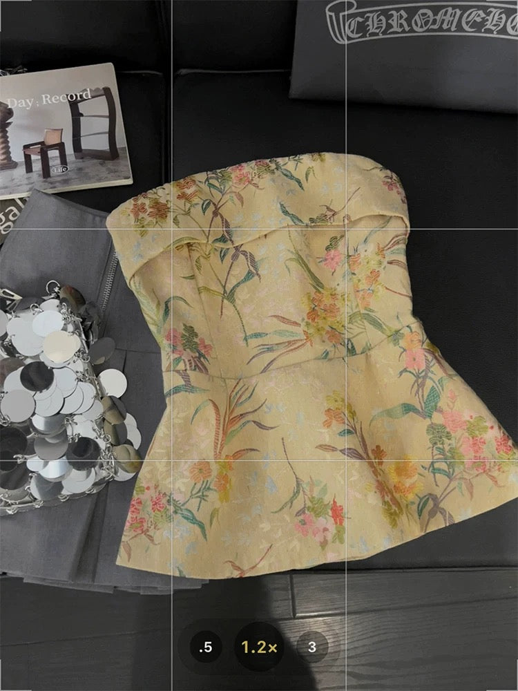 New Chinese retro tube top vest female temperament jacquard high-end summer new sexy sweet and spicy style off-shoulder top