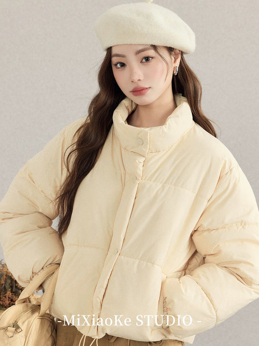Mi Xiaoke Autumn/Winter Stand Collar Warm Cotton-padded Short Jacket Women's 2025 New Style Petite Stylish and Youthful Puffer Jacket