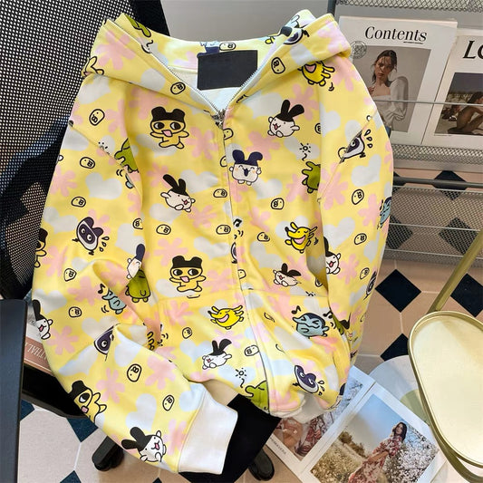 Early autumn fashionable dopamine cute sweater cardigan female petite sweet milk cute soft girl style age-reducing hooded jacket