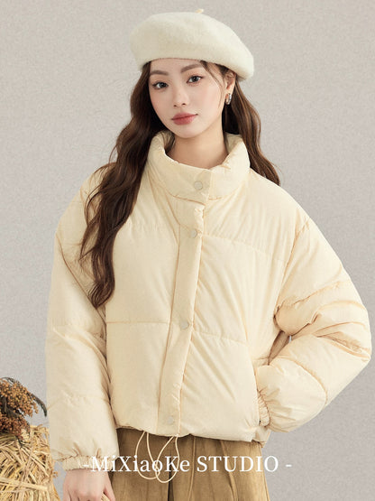 Mi Xiaoke Autumn/Winter Stand Collar Warm Cotton-padded Short Jacket Women's 2025 New Style Petite Stylish and Youthful Puffer Jacket