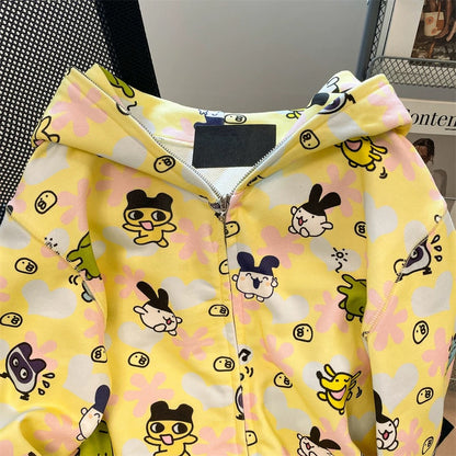 Early autumn fashionable dopamine cute sweater cardigan female petite sweet milk cute soft girl style age-reducing hooded jacket