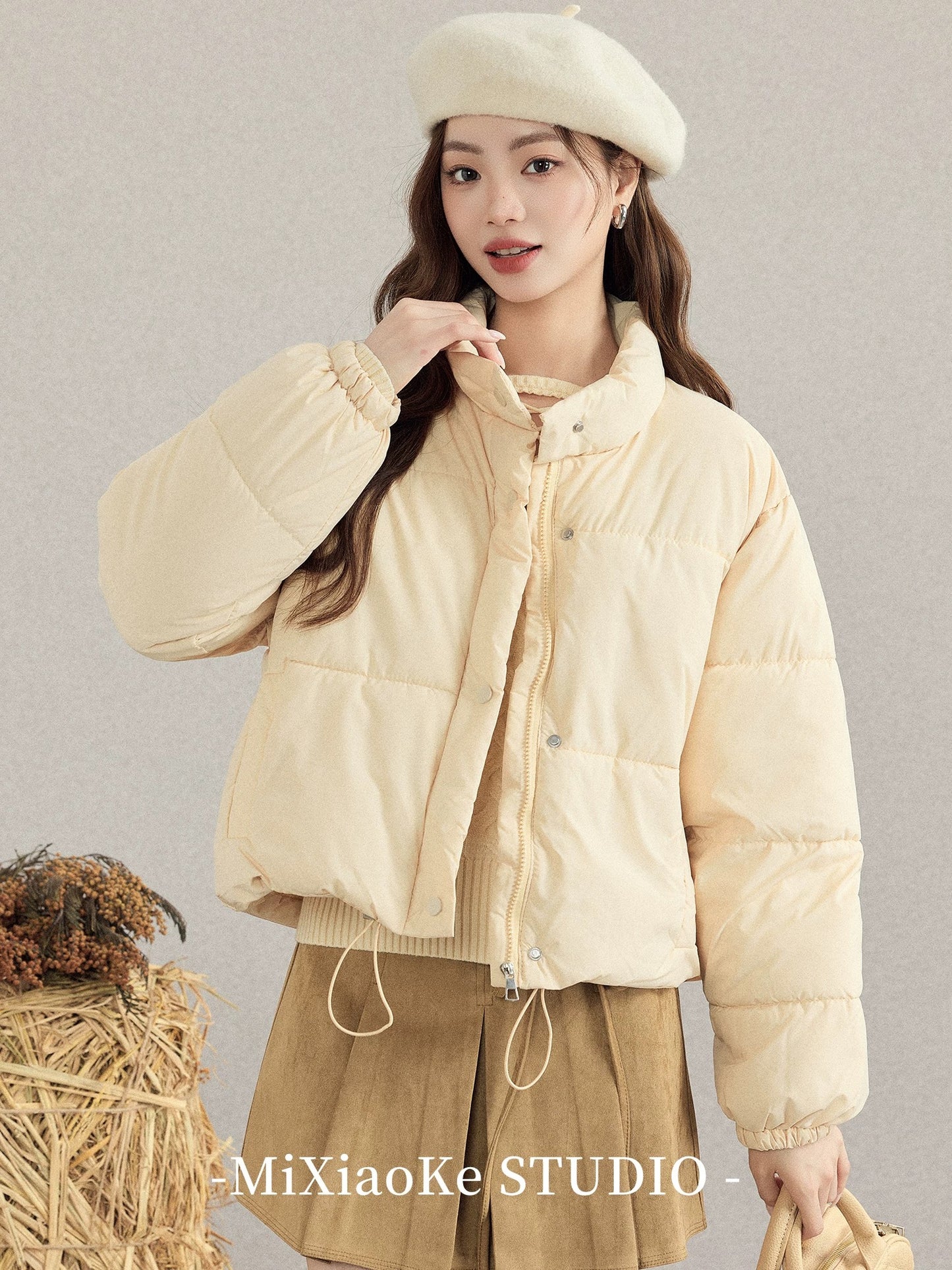 Mi Xiaoke Autumn/Winter Stand Collar Warm Cotton-padded Short Jacket Women's 2025 New Style Petite Stylish and Youthful Puffer Jacket