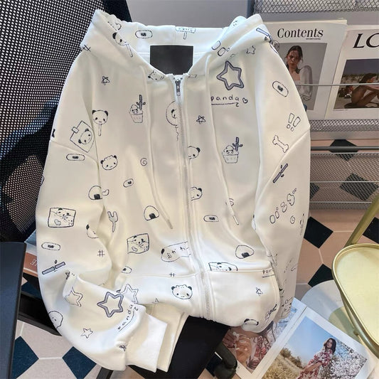 Cute hooded cardigan sweatshirt for women in autumn, petite, sweet, fashionable and age-reducing jacket tops