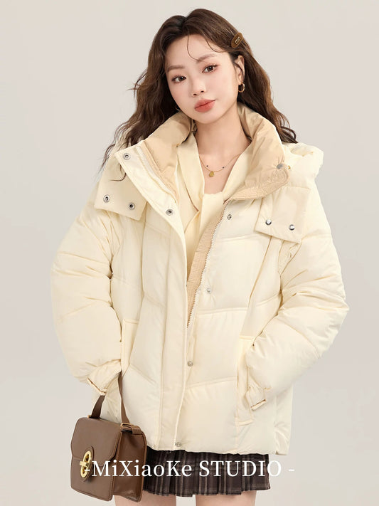 Mi Xiaoke Korean Style Thick Cotton-padded Jacket Women's Winter 2025 New Style Bread Jacket Warm Down Jacket