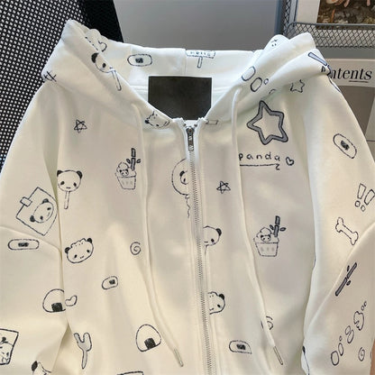 Cute hooded cardigan sweatshirt for women in autumn, petite, sweet, fashionable and age-reducing jacket tops