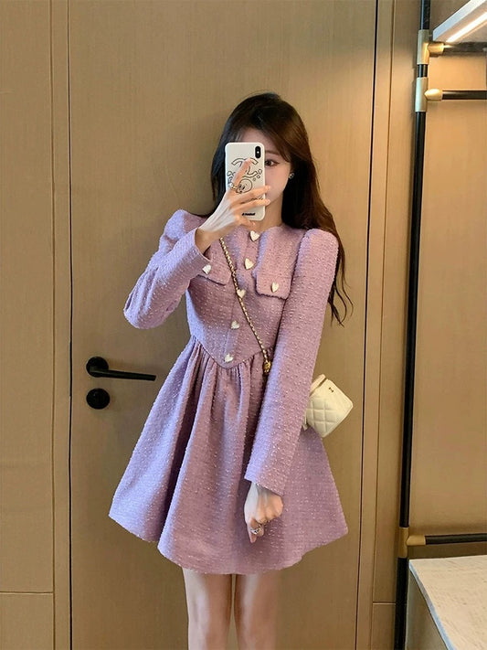 Dress autumn clothing 2024 new women's fashion temperament versatile retro Hong Kong style trendy ins