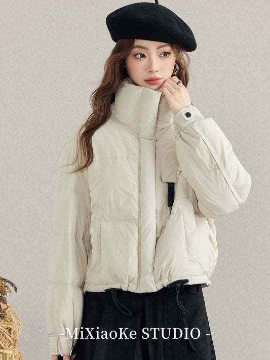 Mi Xiaoke Short Down Jacket, Elegant Stand Collar Warm Cotton Coat for Women, Autumn and Winter, Petite, Warm Puffer Jacket