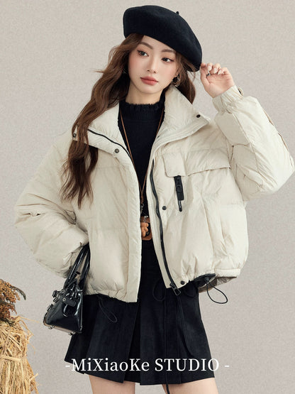 Mi Xiaoke Short Down Jacket, Elegant Stand Collar Warm Cotton Coat for Women, Autumn and Winter, Petite, Warm Puffer Jacket