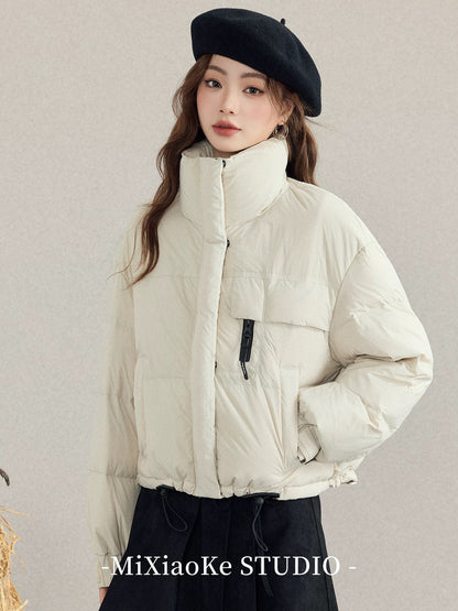 Mi Xiaoke Short Down Jacket, Elegant Stand Collar Warm Cotton Coat for Women, Autumn and Winter, Petite, Warm Puffer Jacket