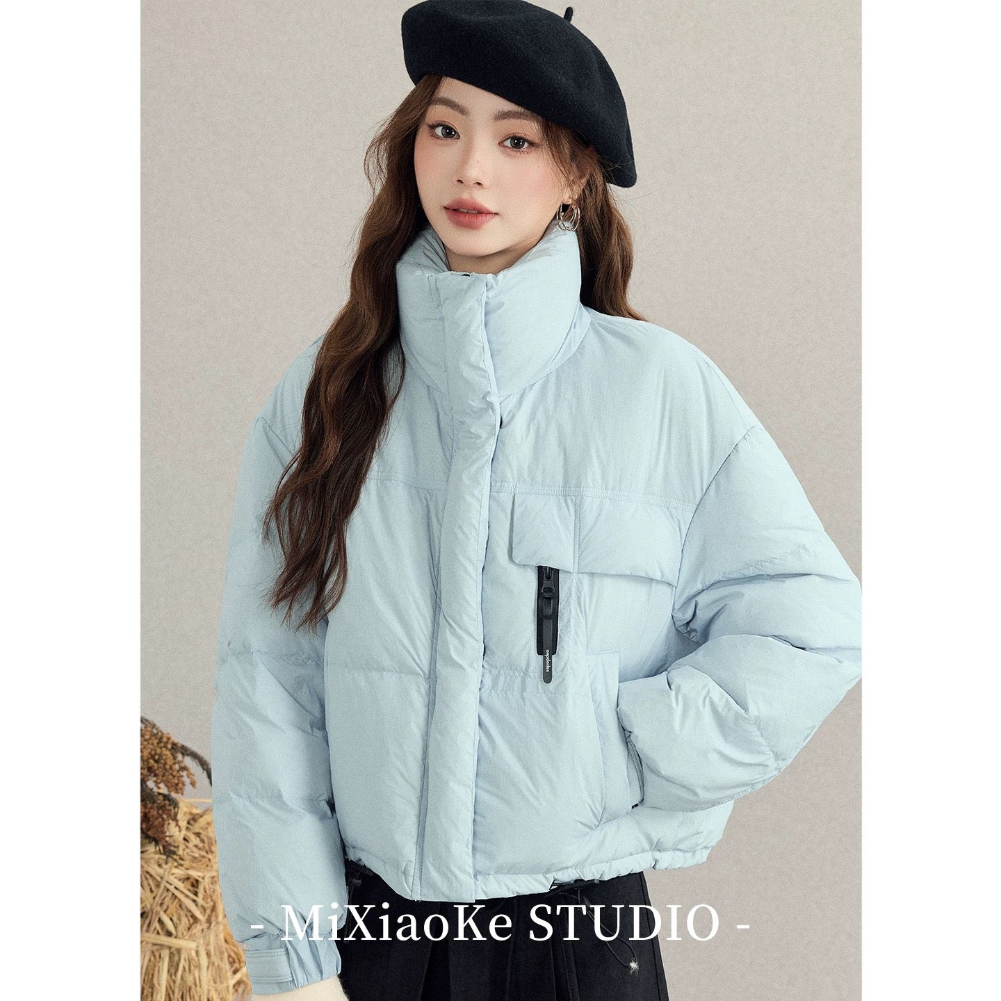 Mi Xiaoke Short Down Jacket, Elegant Stand Collar Warm Cotton Coat for Women, Autumn and Winter, Petite, Warm Puffer Jacket
