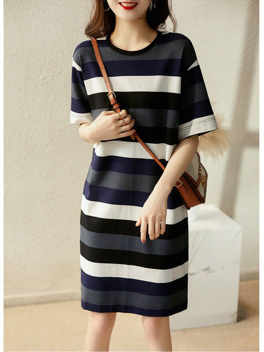 High and sexy, 800+ slimming T-shirt dresses, wide striped dresses, spring and summer new styles 2024 in the mall