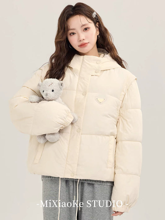 Mi Xiaoke's stylish hooded cotton-padded jacket for women, winter 2025 new Korean style loose-fitting thick cotton-padded coat/puffer jacket
