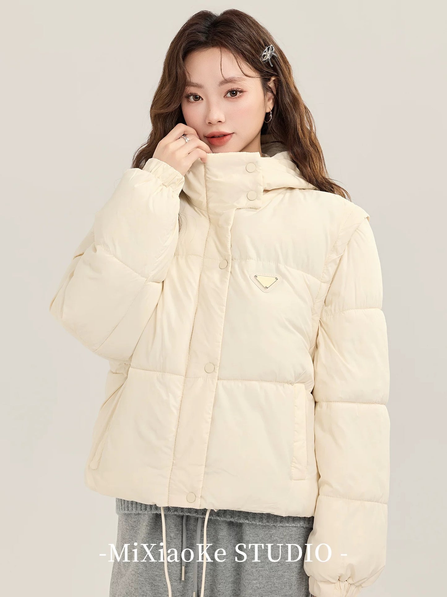 Mi Xiaoke's stylish hooded cotton-padded jacket for women, winter 2025 new Korean style loose-fitting thick cotton-padded coat/puffer jacket