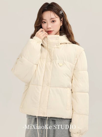 Mi Xiaoke's stylish hooded cotton-padded jacket for women, winter 2025 new Korean style loose-fitting thick cotton-padded coat/puffer jacket