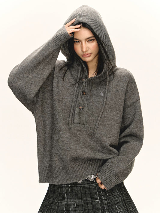 Ariseism American retro hooded loose sweater jacket for women autumn and winter new style