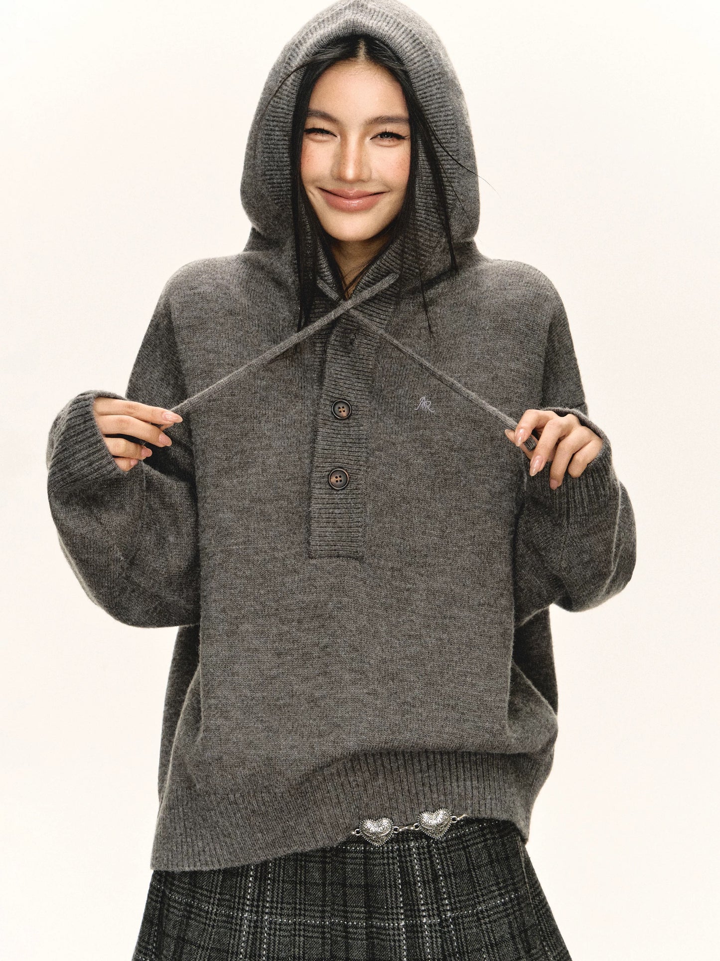 Ariseism American retro hooded loose sweater jacket for women autumn and winter new style