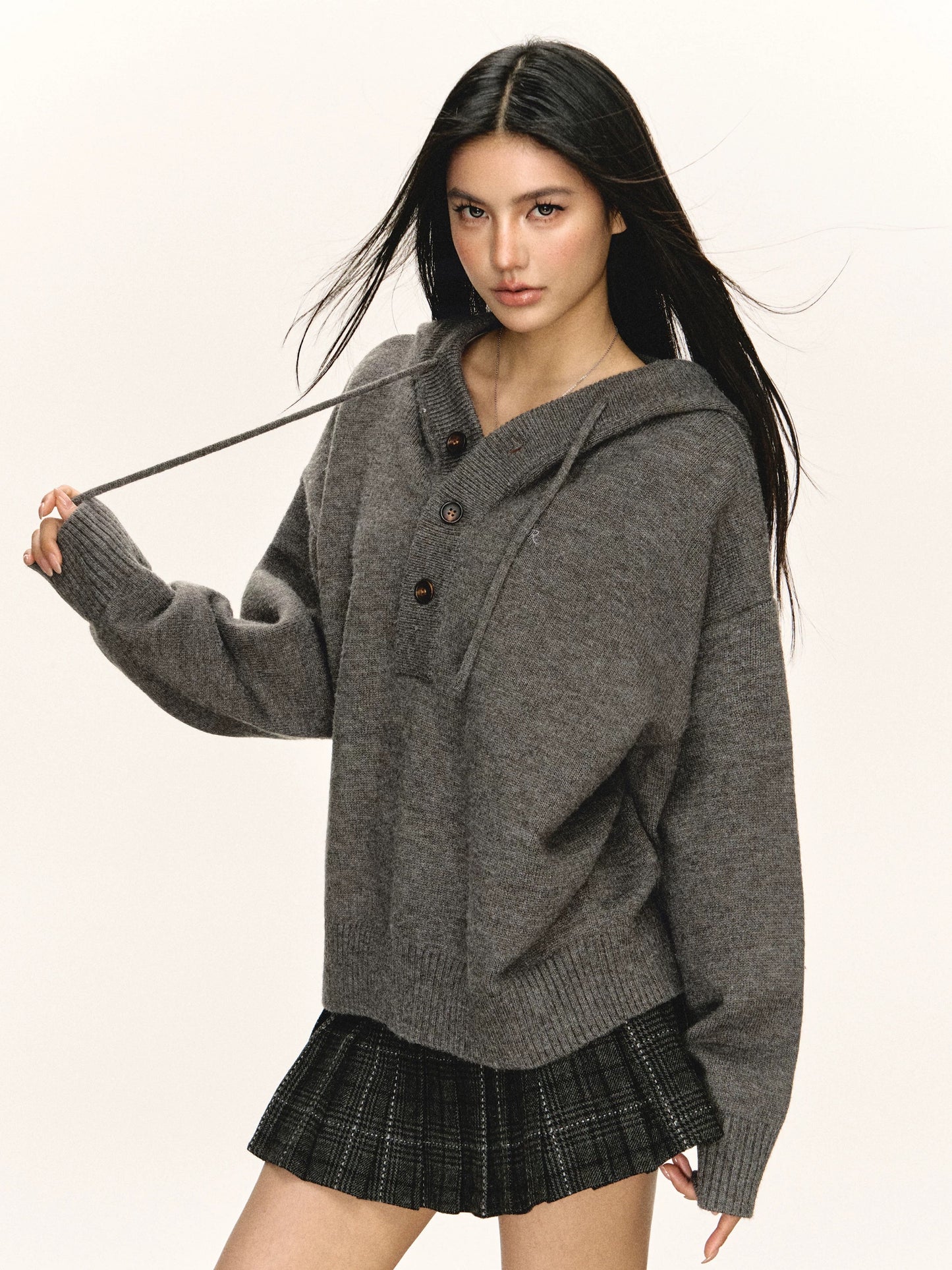 Ariseism American retro hooded loose sweater jacket for women autumn and winter new style
