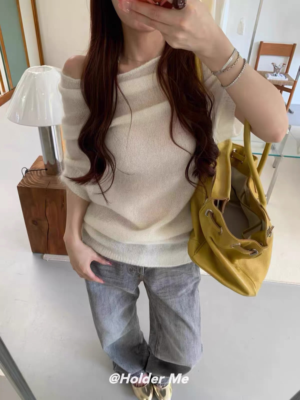Shisanhang 2026 Autumn/Winter New Collection: Korean-Style Chic Asymmetric One-Shoulder Knitted Top for Women