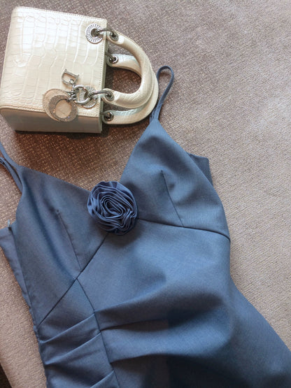 CHICYOU [Atmosphere Beauty] du family style flower slim v-neck suspender dress tight waist skirt