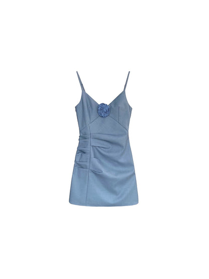 CHICYOU [Atmosphere Beauty] du family style flower slim v-neck suspender dress tight waist skirt