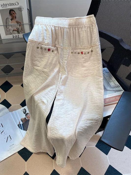 Japanese loose bf lazy style cotton and linen straight wide-leg pants men and women summer high waist drape mopping Yamamoto long pants